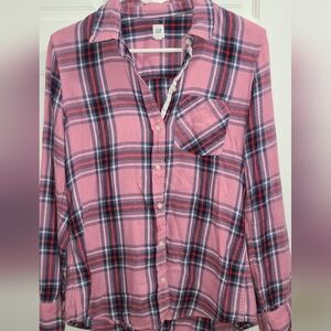 GAP Pink and Blue Plaid Shirt